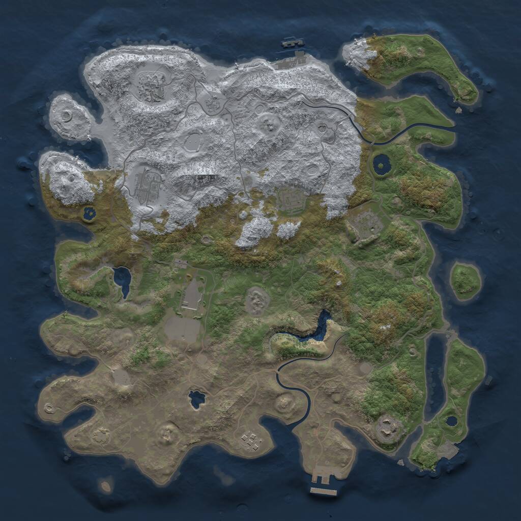 Rust Map: Procedural Map, Size: 4000, Seed: 294342952, 13 Monuments