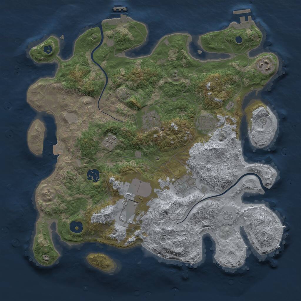 Rust Map: Procedural Map, Size: 3500, Seed: 1210460564, 13 Monuments