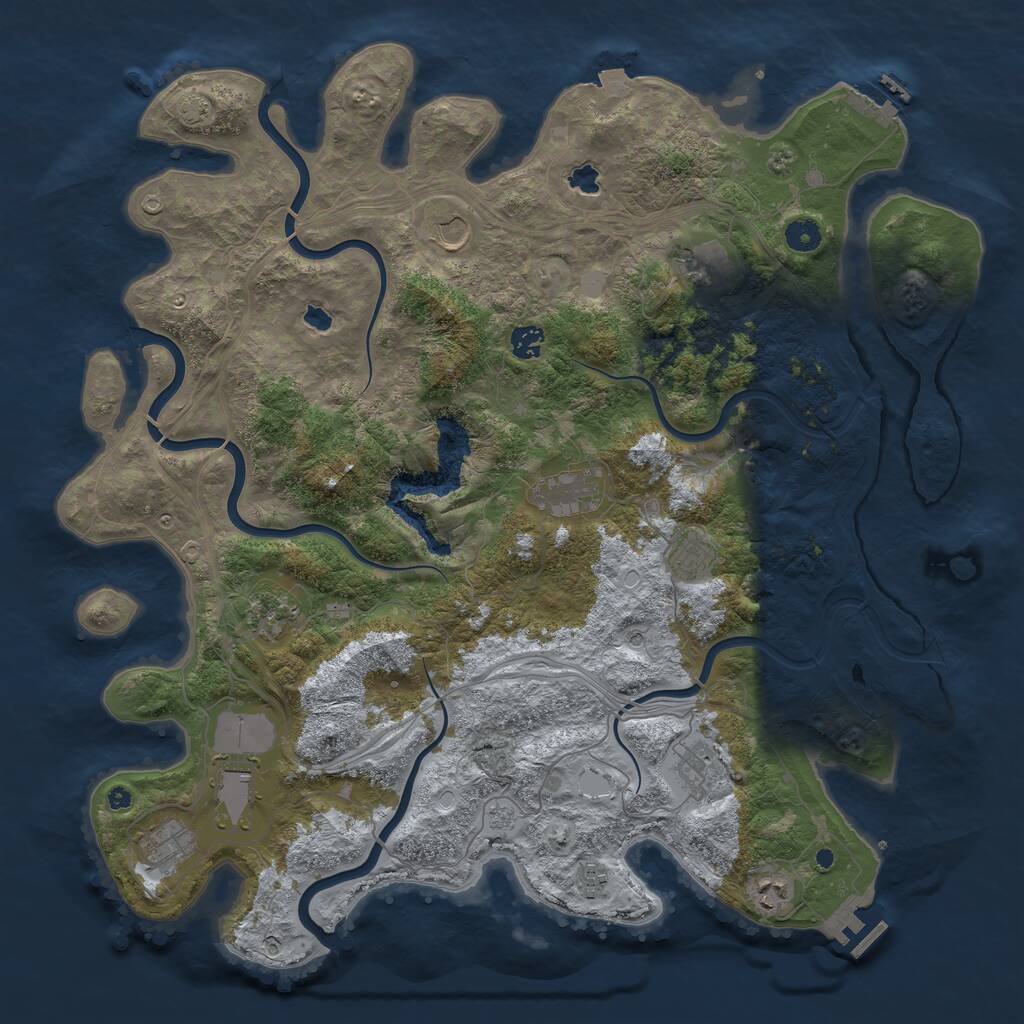 Rust Map: Procedural Map, Size: 4500, Seed: 1302329868, 17 Monuments