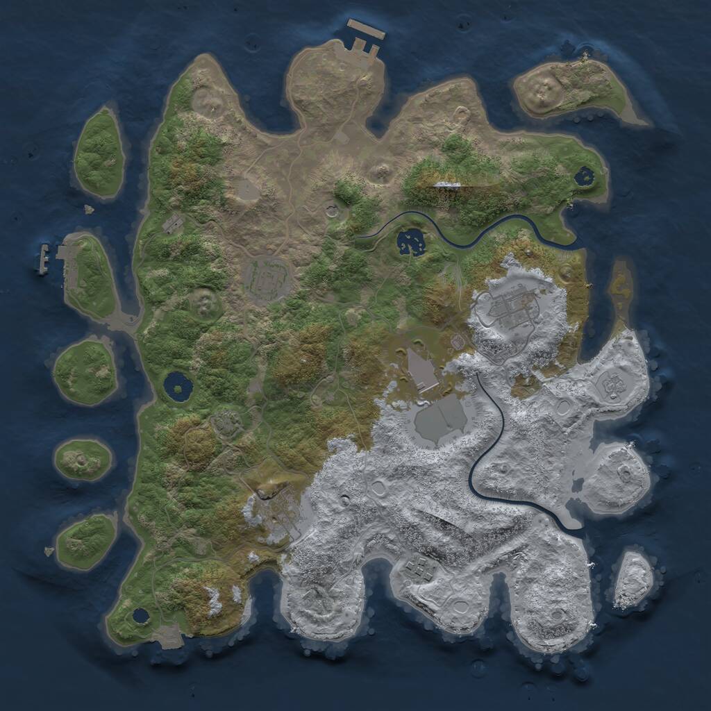 Rust Map: Procedural Map, Size: 3700, Seed: 1879038845, 12 Monuments