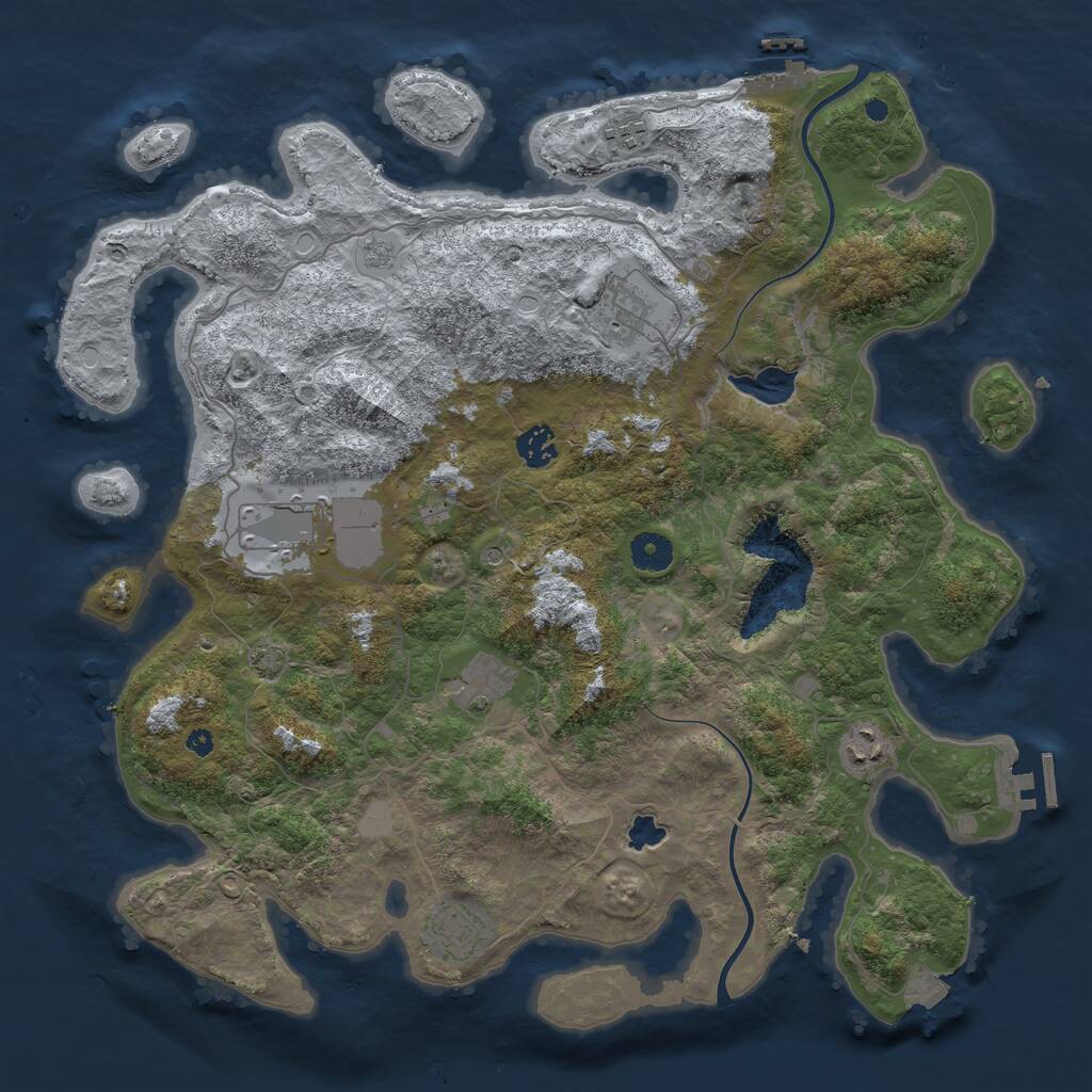 Rust Map: Procedural Map, Size: 4000, Seed: 90252796, 13 Monuments