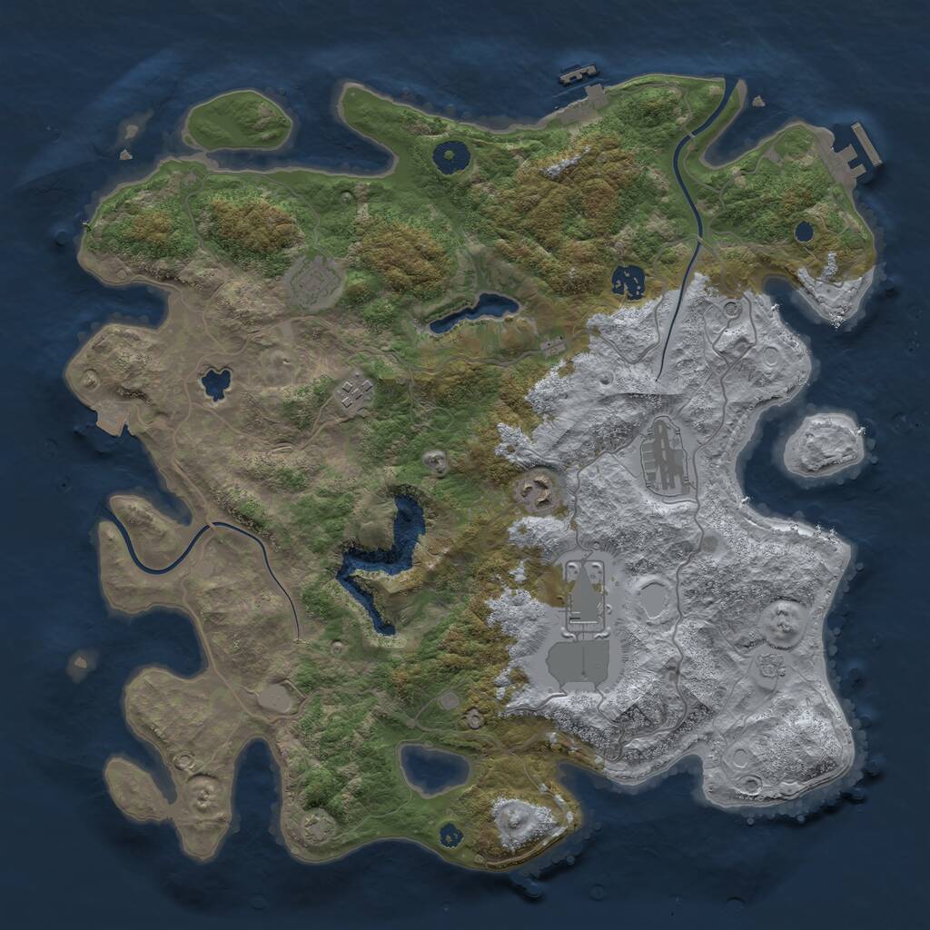 Rust Map: Procedural Map, Size: 4000, Seed: 2055488964, 12 Monuments