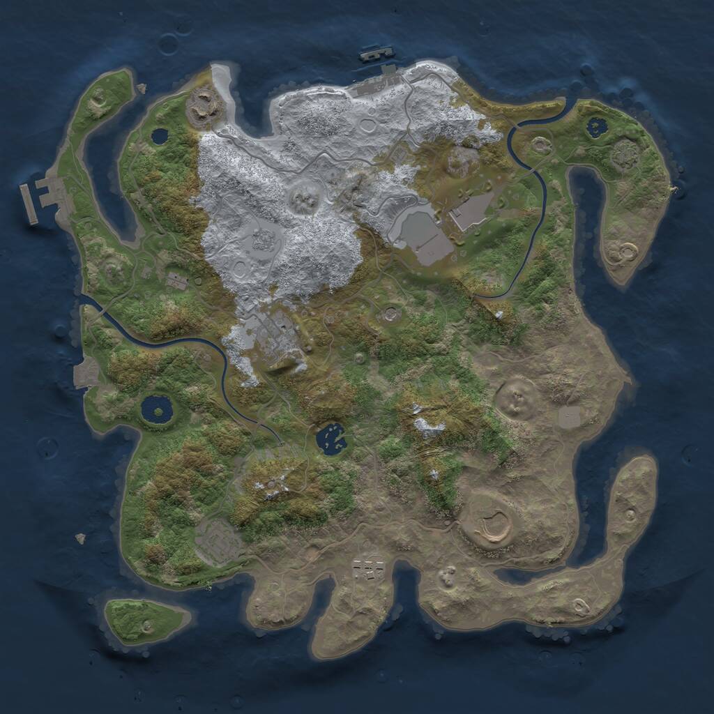 Rust Map: Procedural Map, Size: 3500, Seed: 2107139499, 13 Monuments