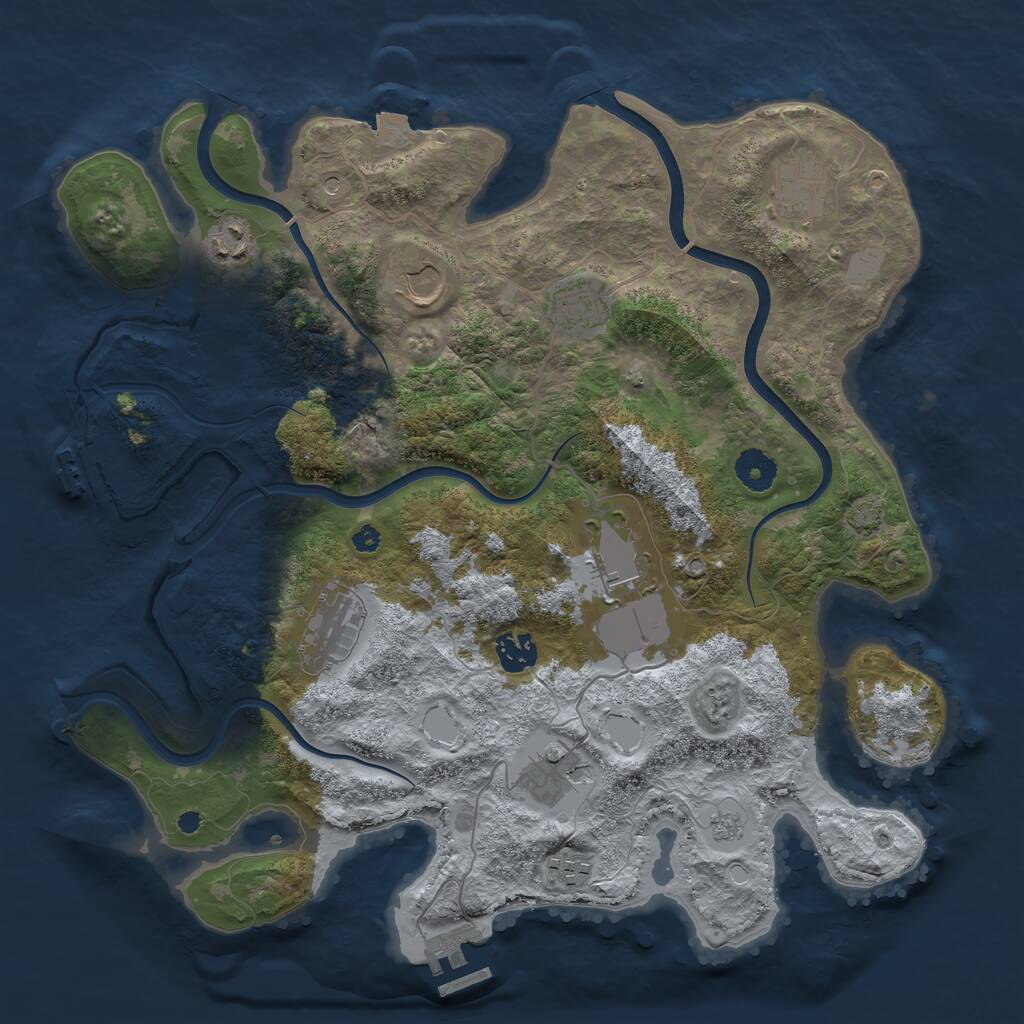 Rust Map: Procedural Map, Size: 3750, Seed: 103230841, 15 Monuments