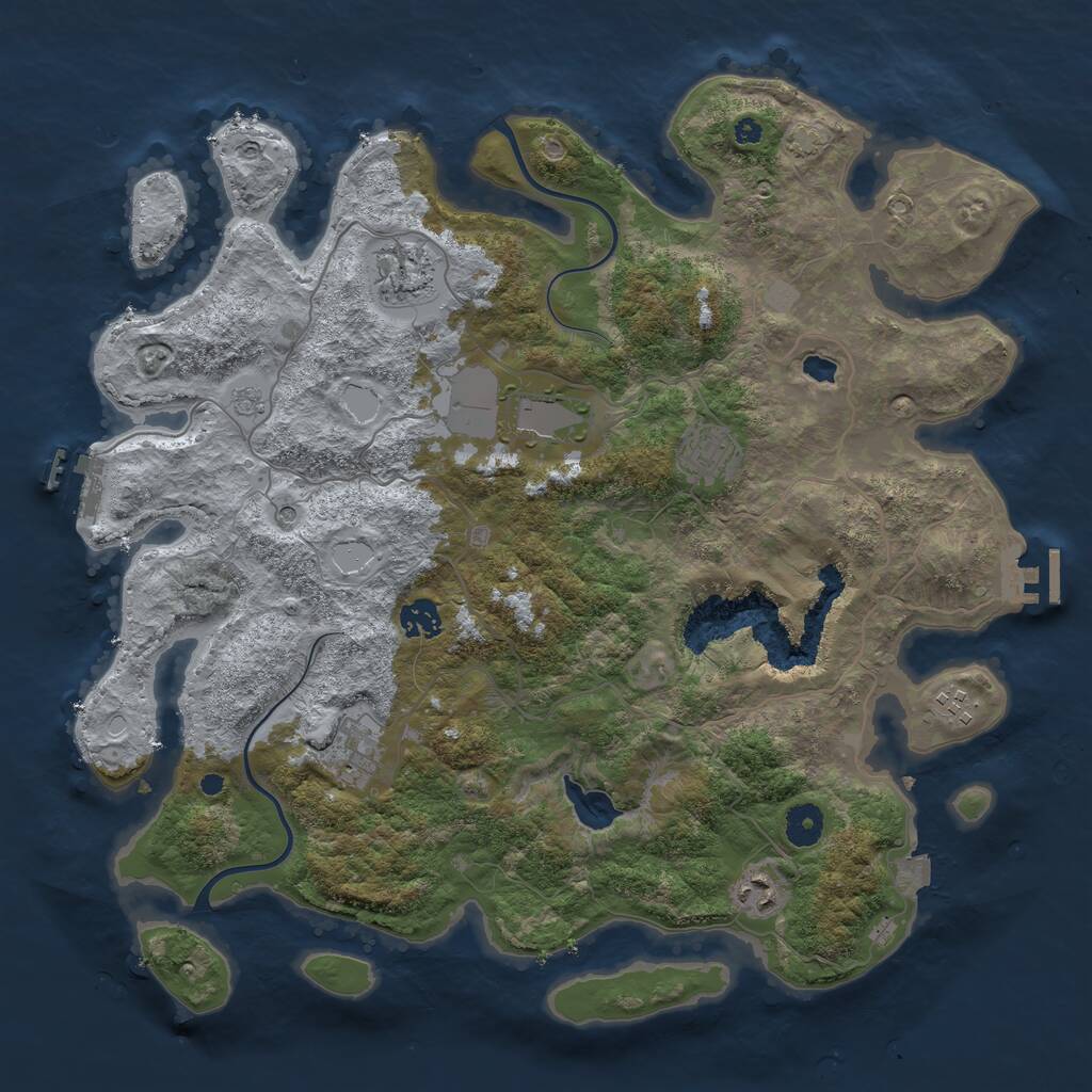 Rust Map: Procedural Map, Size: 4000, Seed: 641950823, 13 Monuments