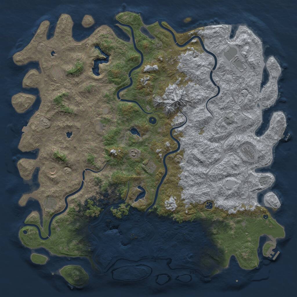 Rust Map: Procedural Map, Size: 6000, Seed: 53025719, 17 Monuments