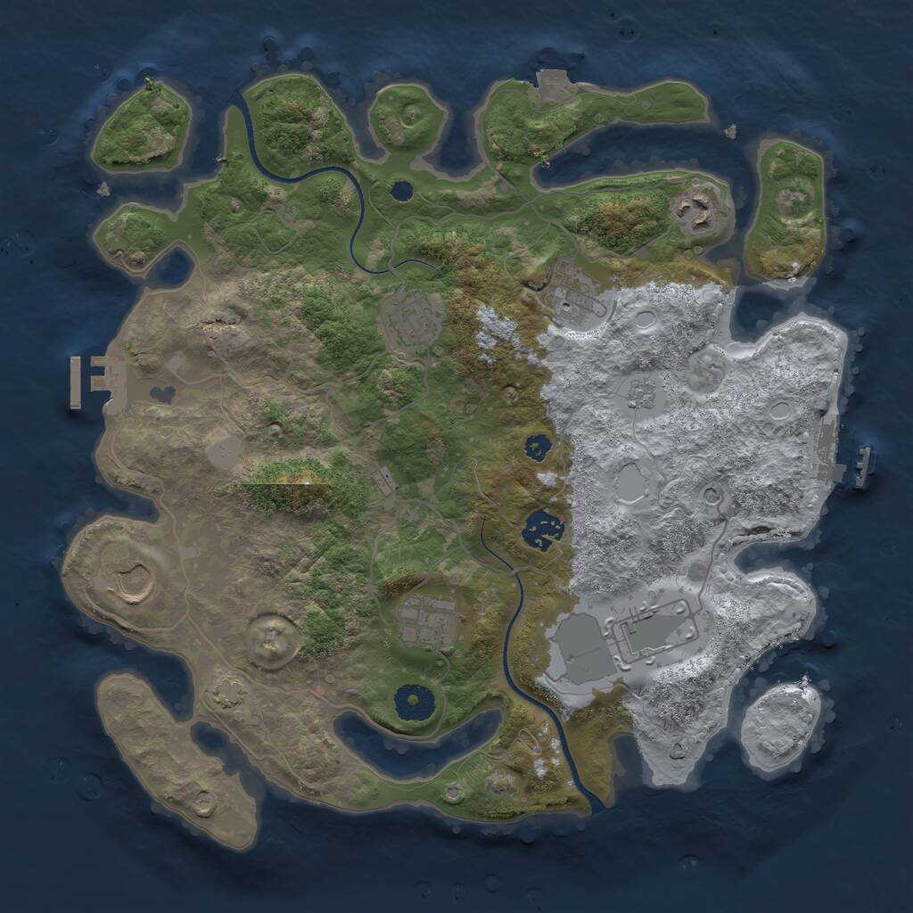 Rust Map: Procedural Map, Size: 3500, Seed: 186430737, 13 Monuments
