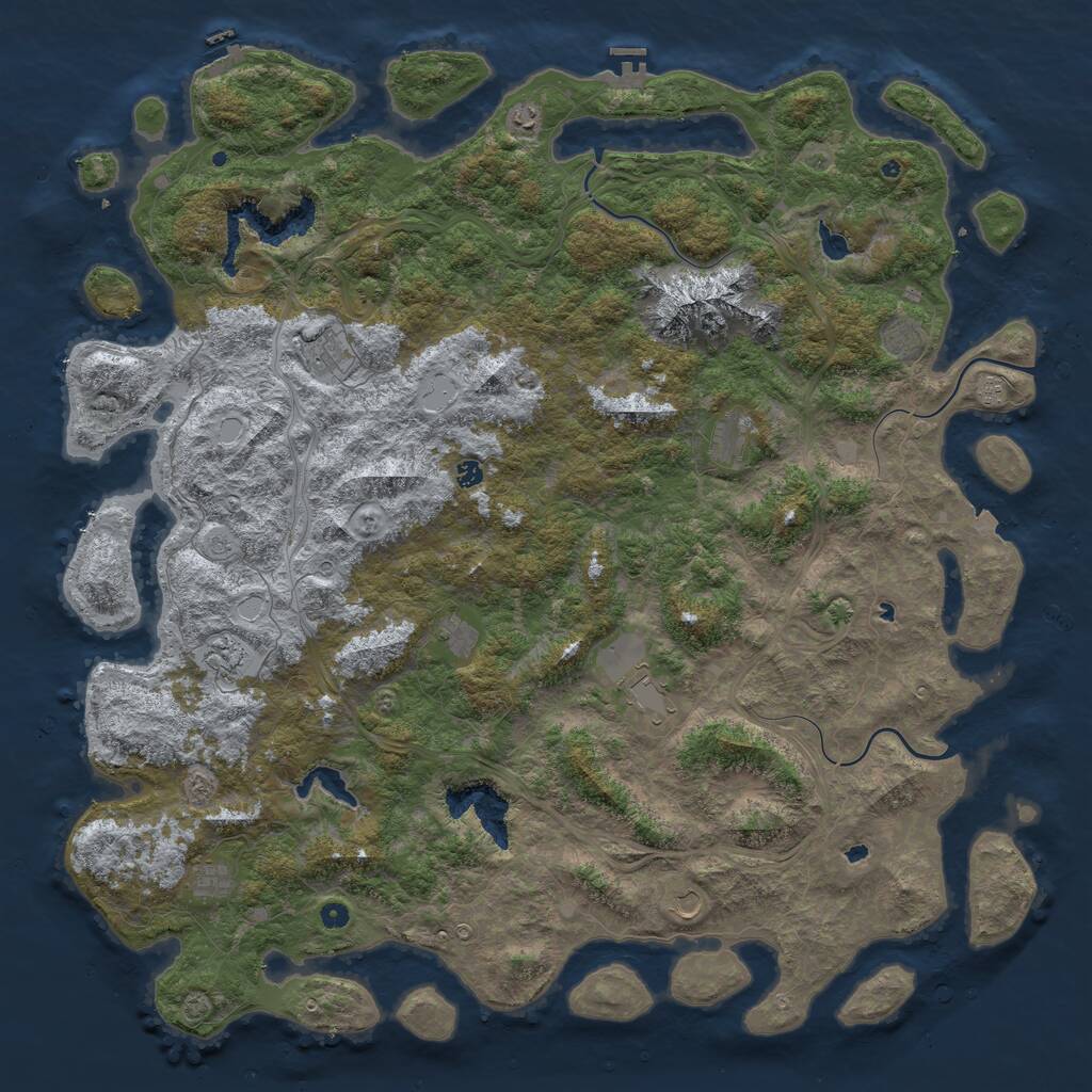 Rust Map: Procedural Map, Size: 6000, Seed: 1856432901, 17 Monuments