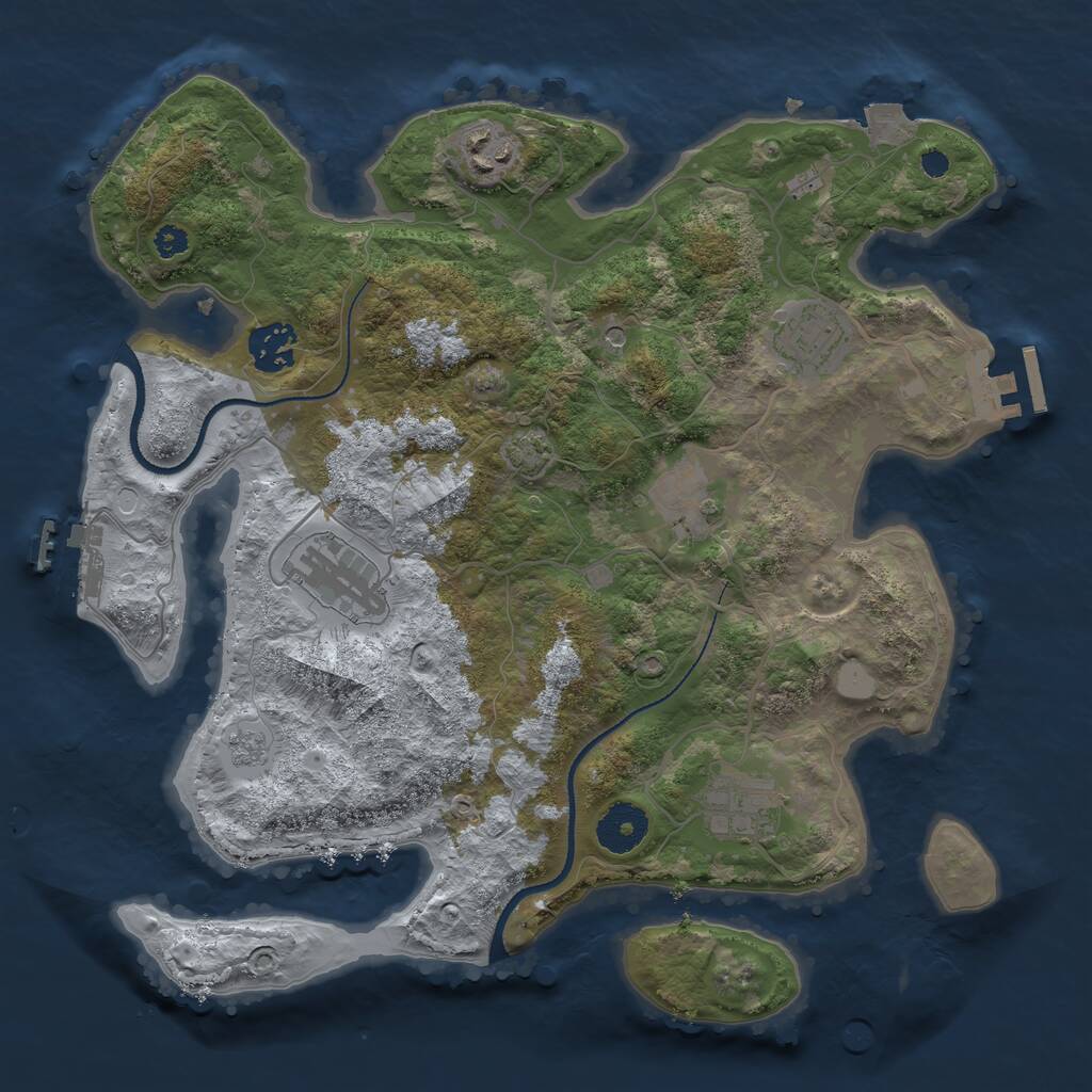 Rust Map: Procedural Map, Size: 3300, Seed: 384248393, 12 Monuments