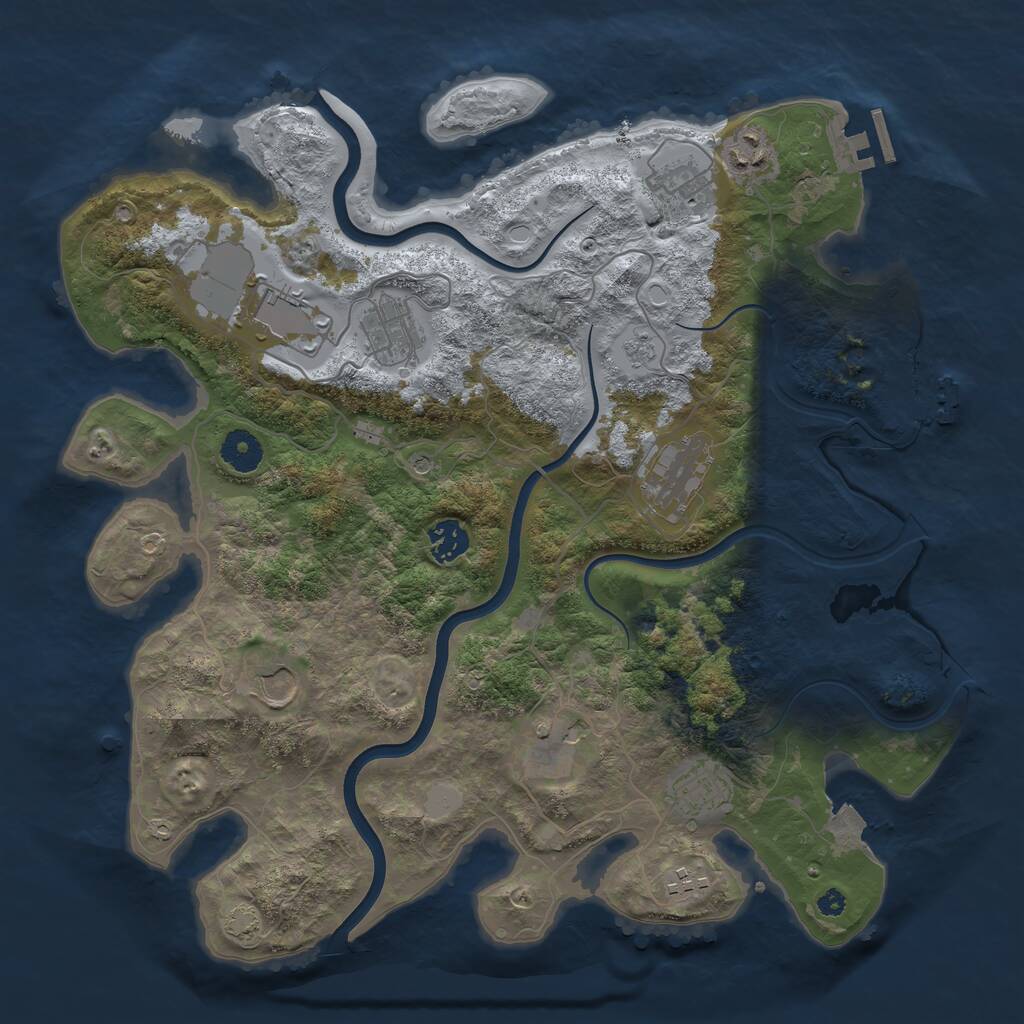 Rust Map: Procedural Map, Size: 3750, Seed: 2050800664, 16 Monuments