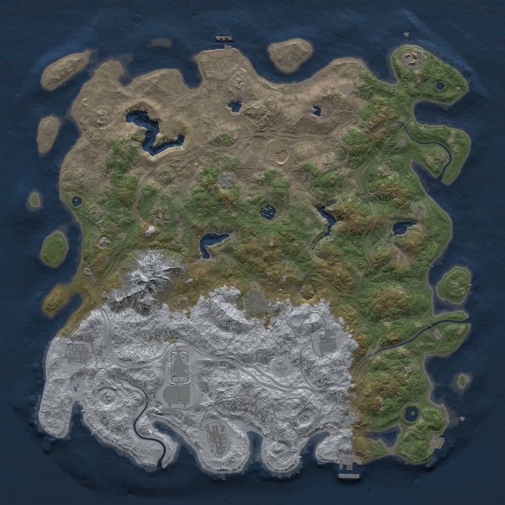 Rust Map: Procedural Map, Size: 5000, Seed: 56545, 16 Monuments