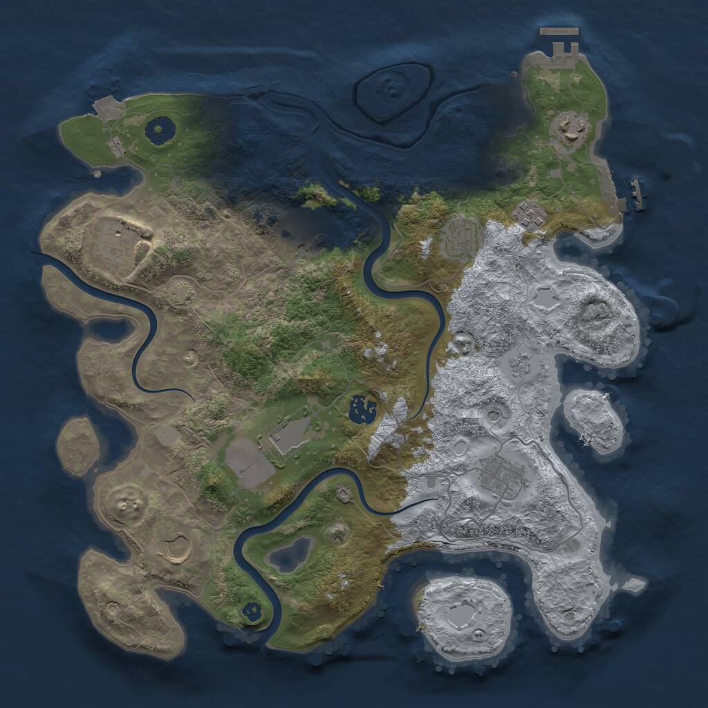Rust Map: Procedural Map, Size: 3700, Seed: 148258689, 15 Monuments