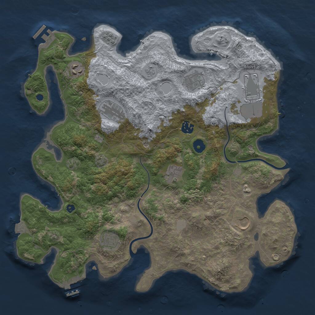 Rust Map: Procedural Map, Size: 3750, Seed: 1404619525, 15 Monuments