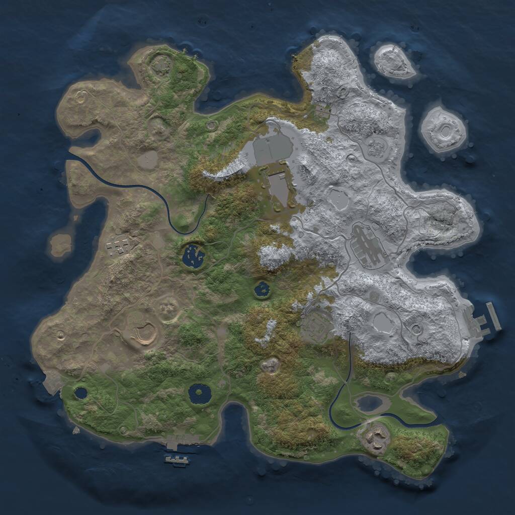 Rust Map: Procedural Map, Size: 3500, Seed: 427421184, 13 Monuments