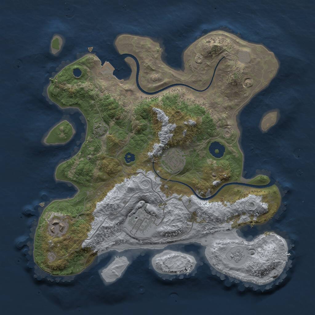 Rust Map: Procedural Map, Size: 3000, Seed: 1013951758, 6 Monuments