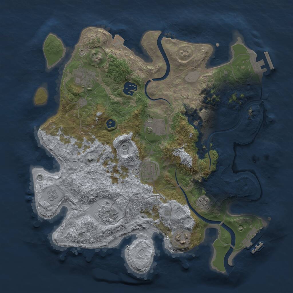 Rust Map: Procedural Map, Size: 3200, Seed: 22516, 13 Monuments