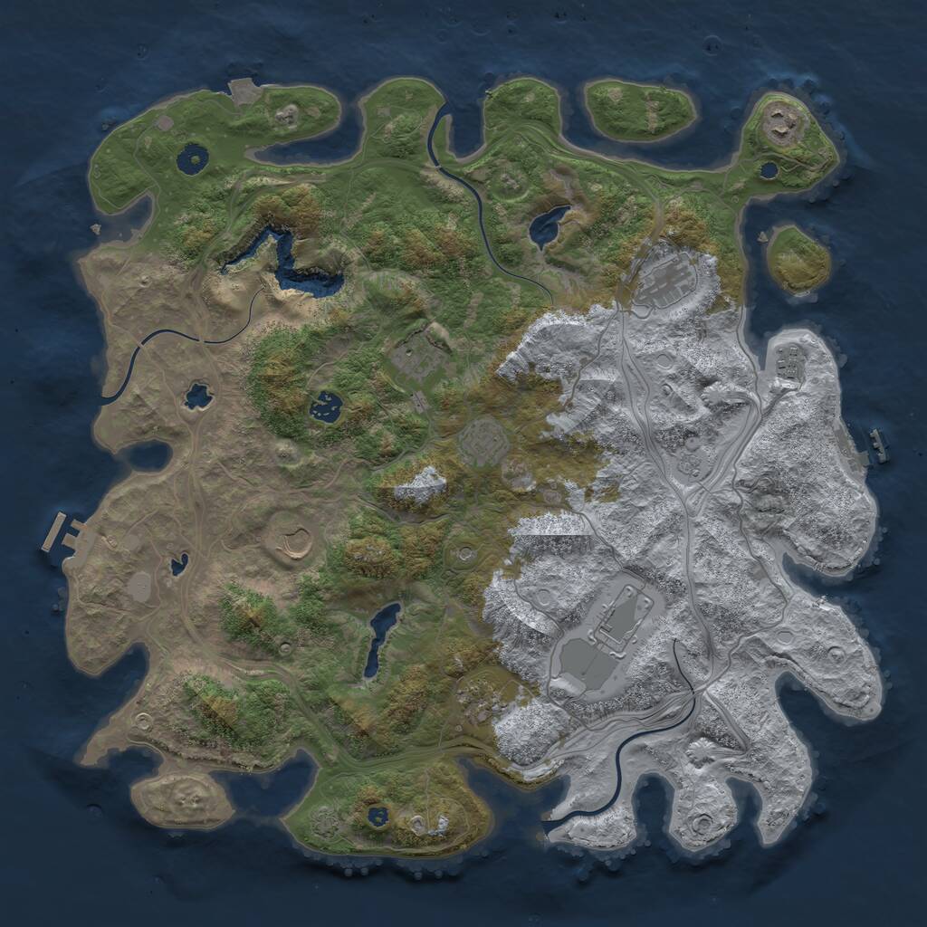 Rust Map: Procedural Map, Size: 4500, Seed: 2102962028, 15 Monuments