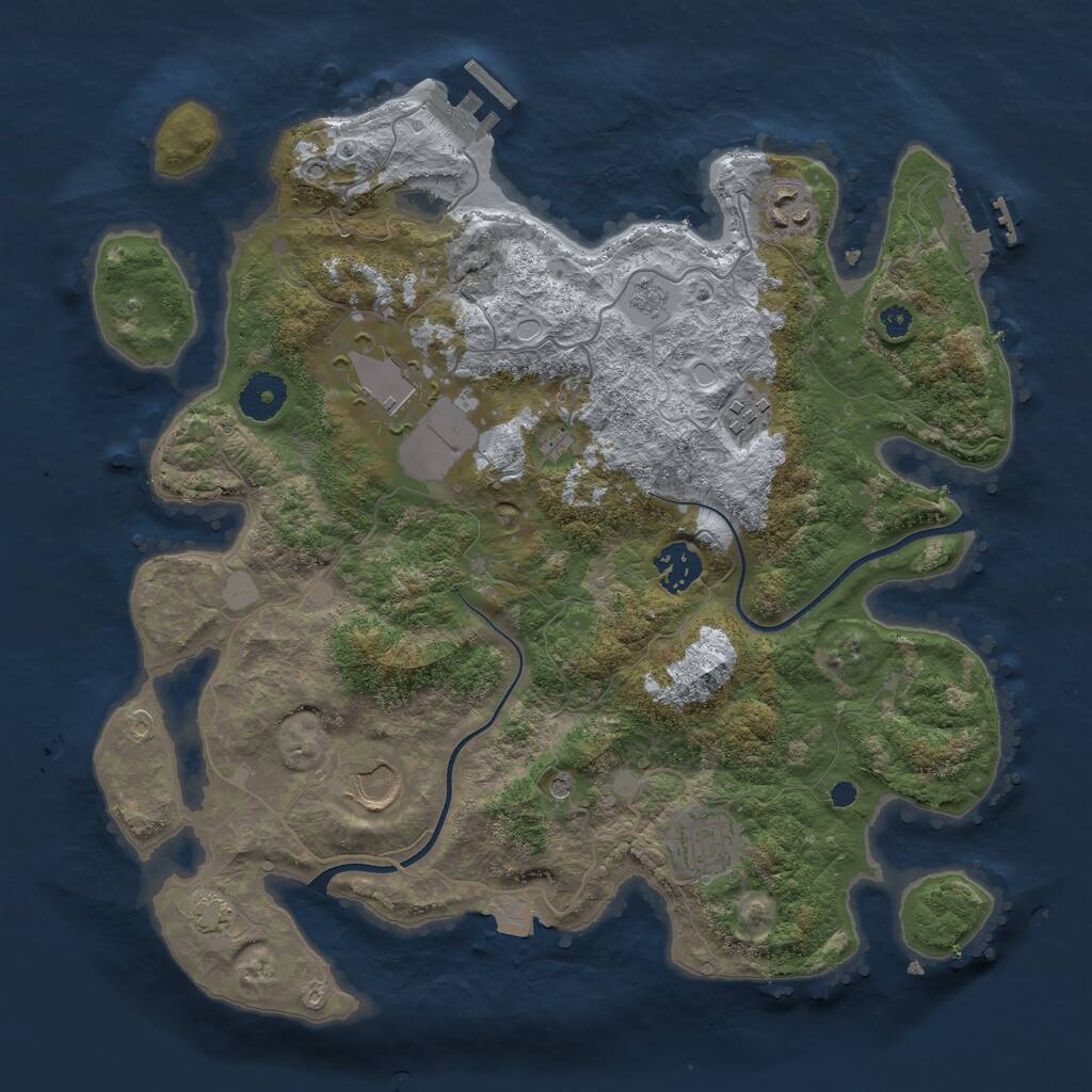 Rust Map: Procedural Map, Size: 3500, Seed: 603025551, 12 Monuments
