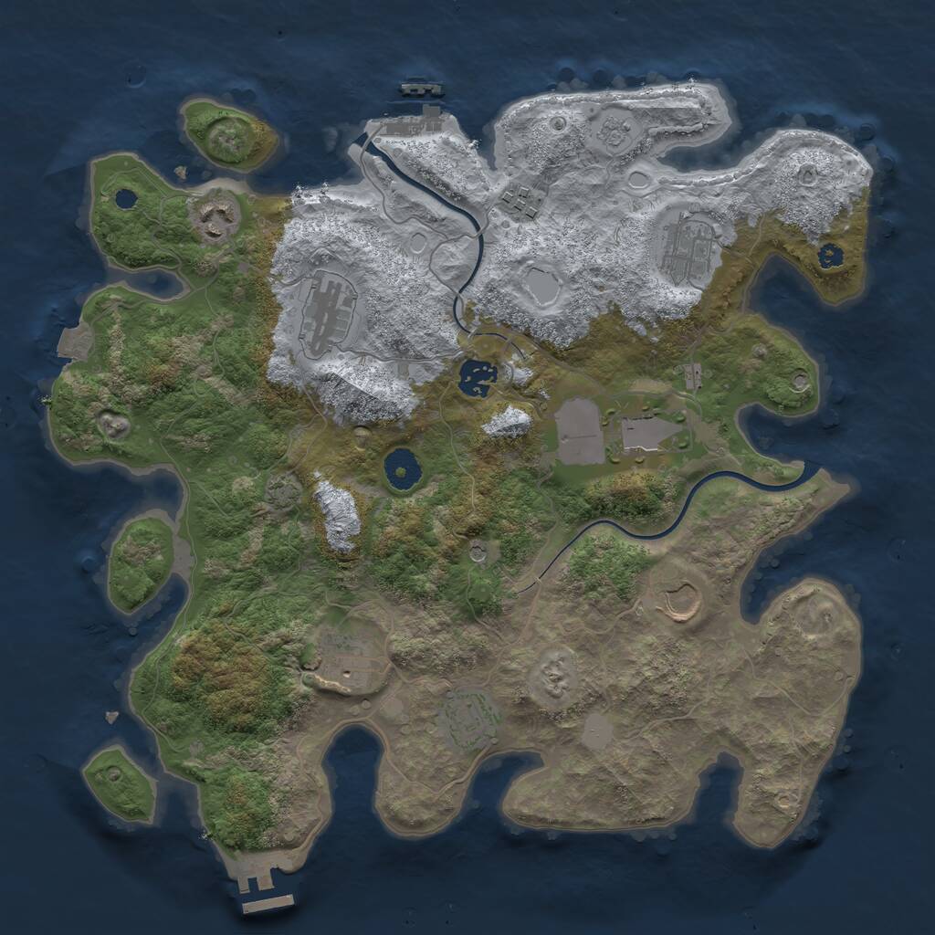 Rust Map: Procedural Map, Size: 3670, Seed: 1, 15 Monuments