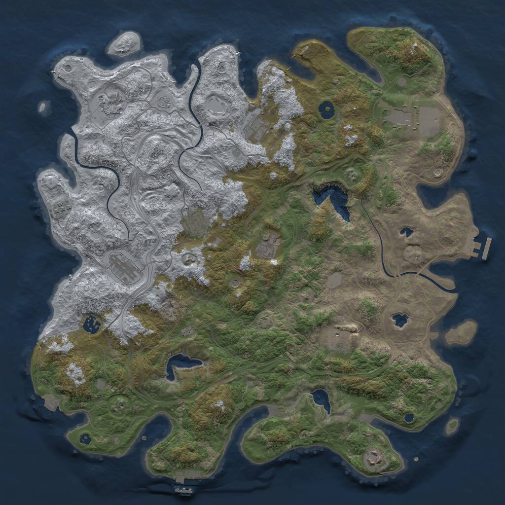 Rust Map: Procedural Map, Size: 4500, Seed: 5324, 16 Monuments