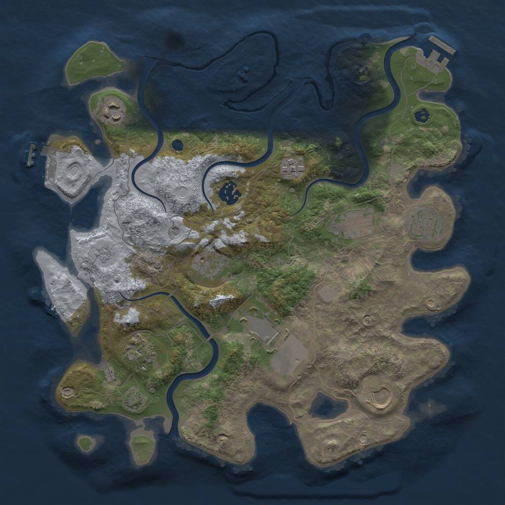 Rust Map: Procedural Map, Size: 3500, Seed: 513965496, 15 Monuments