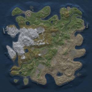 Thumbnail Rust Map: Procedural Map, Size: 3500, Seed: 513965496, 14 Monuments