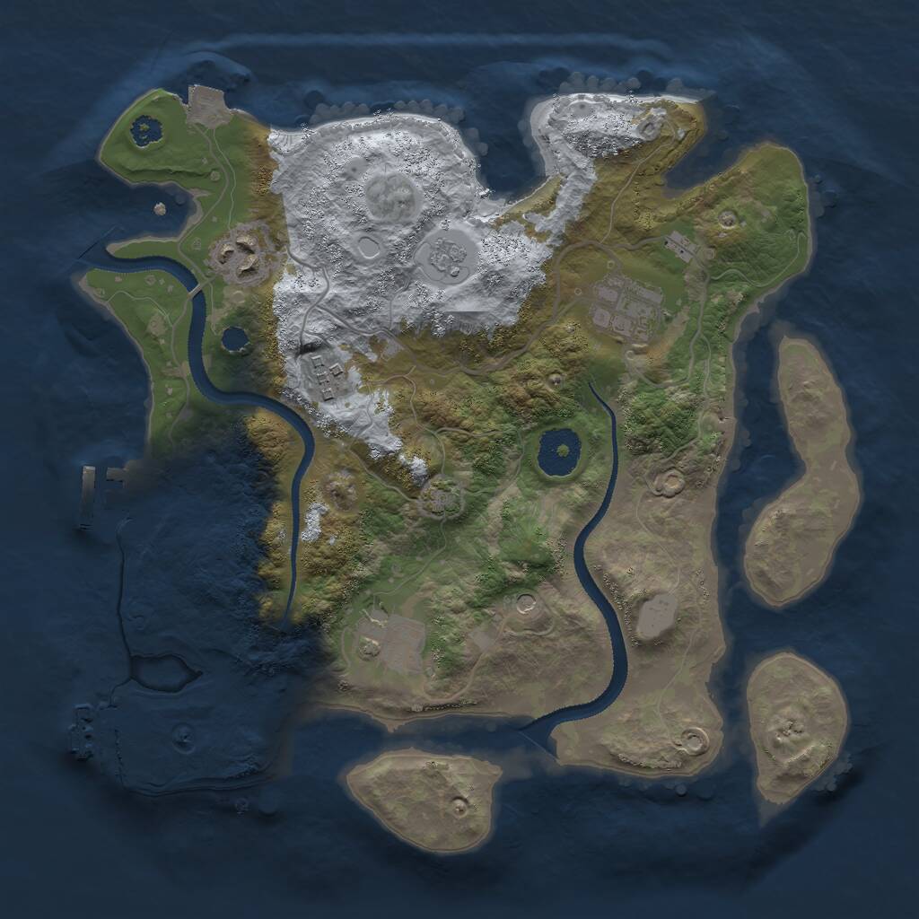 Rust Map: Procedural Map, Size: 3000, Seed: 1609621735, 10 Monuments