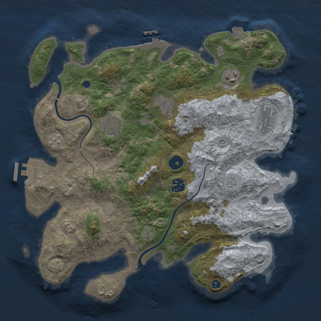Rust Map: Procedural Map, Size: 3500, Seed: 81721677, 12 Monuments