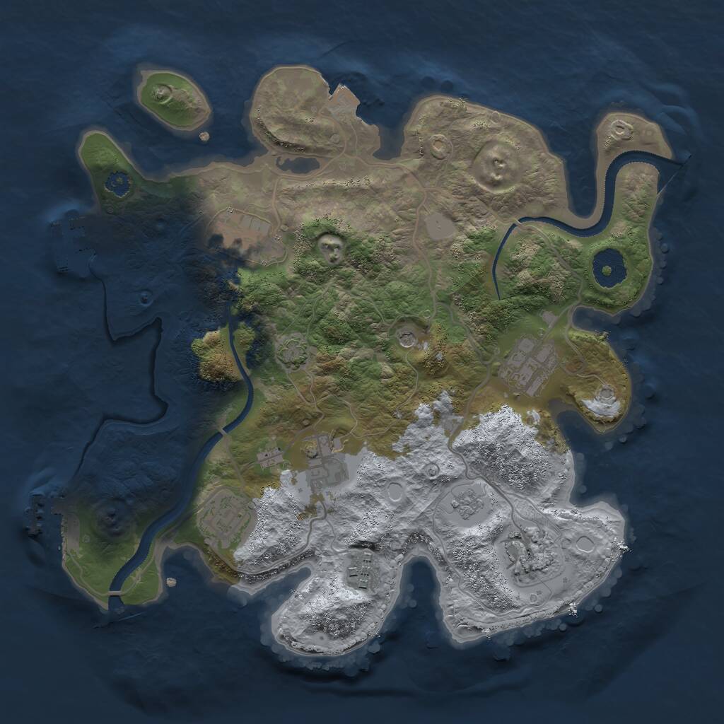 Rust Map: Procedural Map, Size: 3000, Seed: 633923943, 12 Monuments