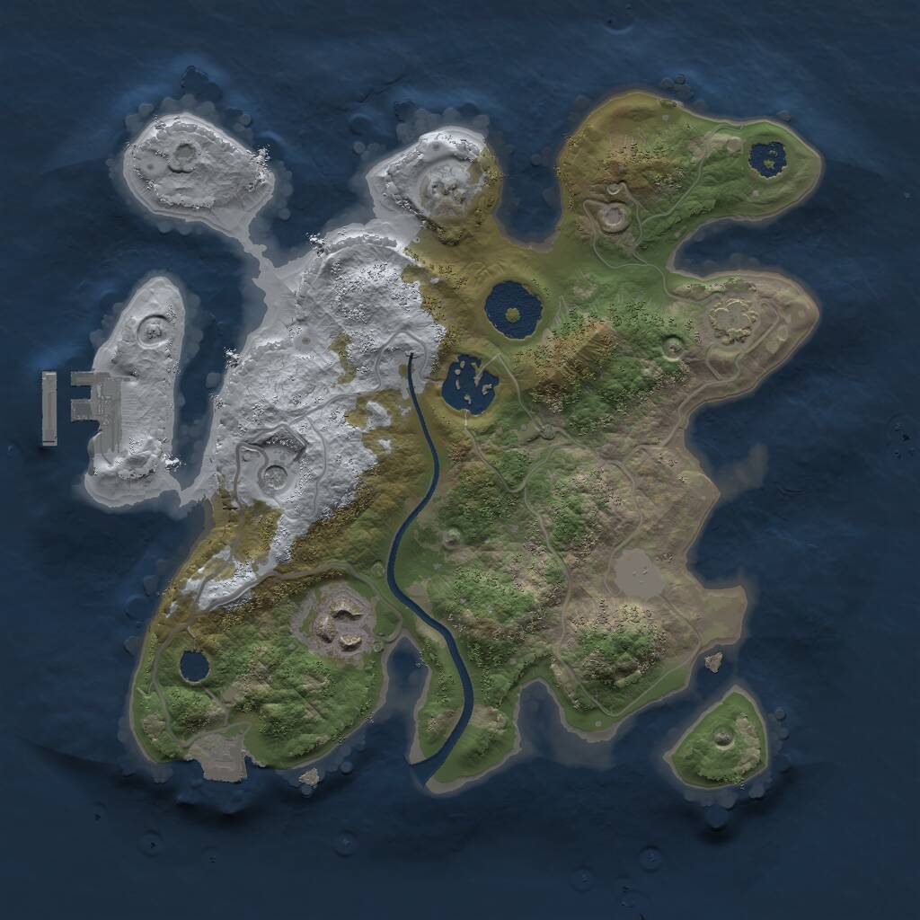 Rust Map: Procedural Map, Size: 2500, Seed: 777775, 6 Monuments