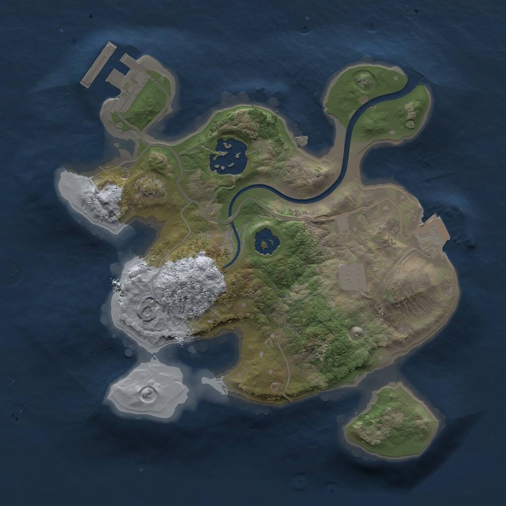 Rust Map: Procedural Map, Size: 2000, Seed: 23520, 3 Monuments