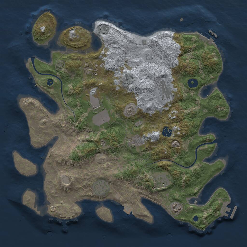 Rust Map: Procedural Map, Size: 3750, Seed: 411540300, 15 Monuments
