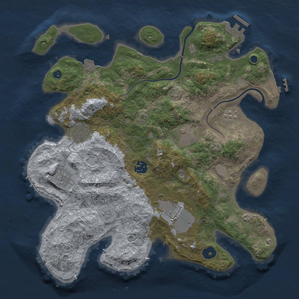 Rust Map: Procedural Map, Size: 3500, Seed: 1354945490, 12 Monuments