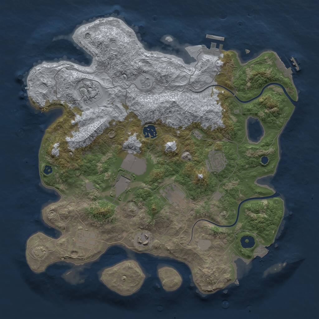 Rust Map: Procedural Map, Size: 3500, Seed: 1910097396, 12 Monuments