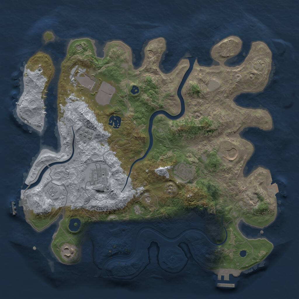 Rust Map: Procedural Map, Size: 3500, Seed: 25847, 13 Monuments