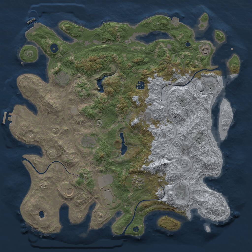 Rust Map: Procedural Map, Size: 4400, Seed: 725920081, 17 Monuments