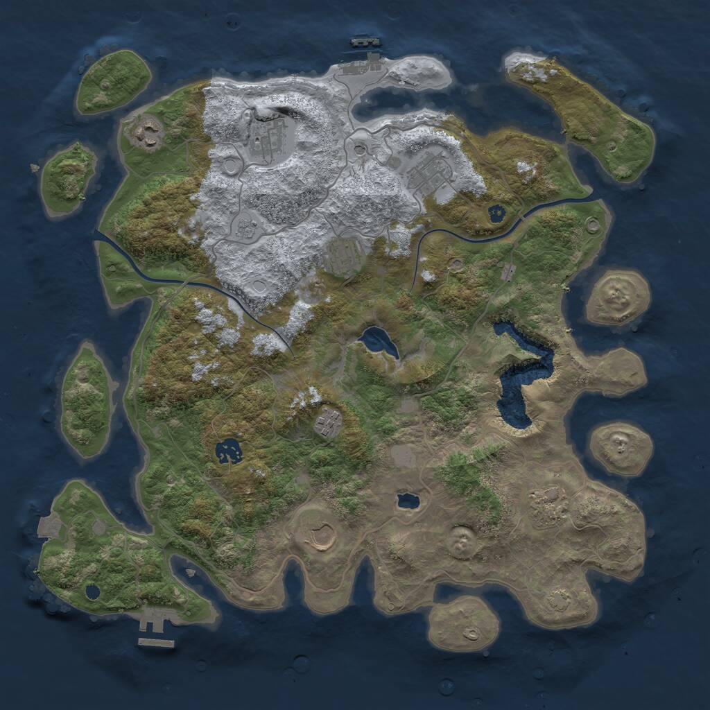 Rust Map: Procedural Map, Size: 4000, Seed: 61784, 14 Monuments