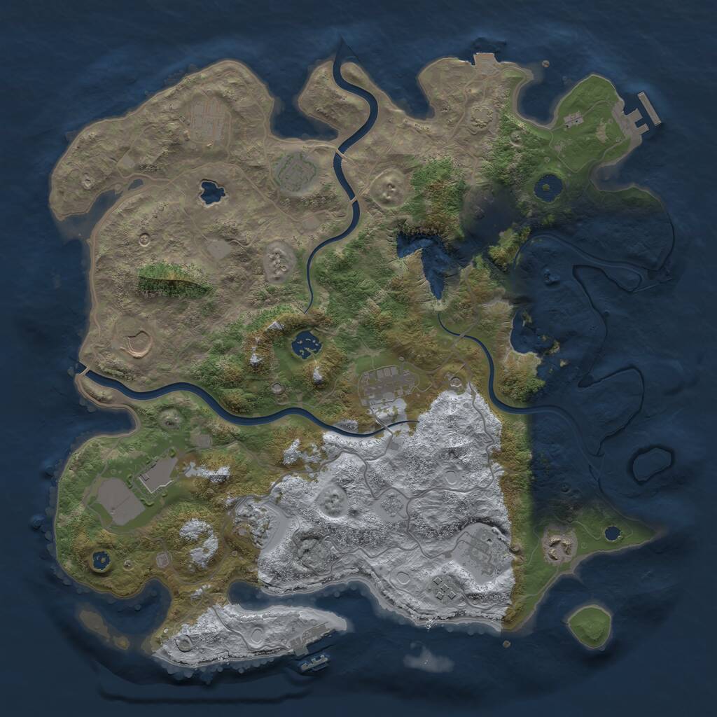 Rust Map: Procedural Map, Size: 4000, Seed: 980458036, 17 Monuments