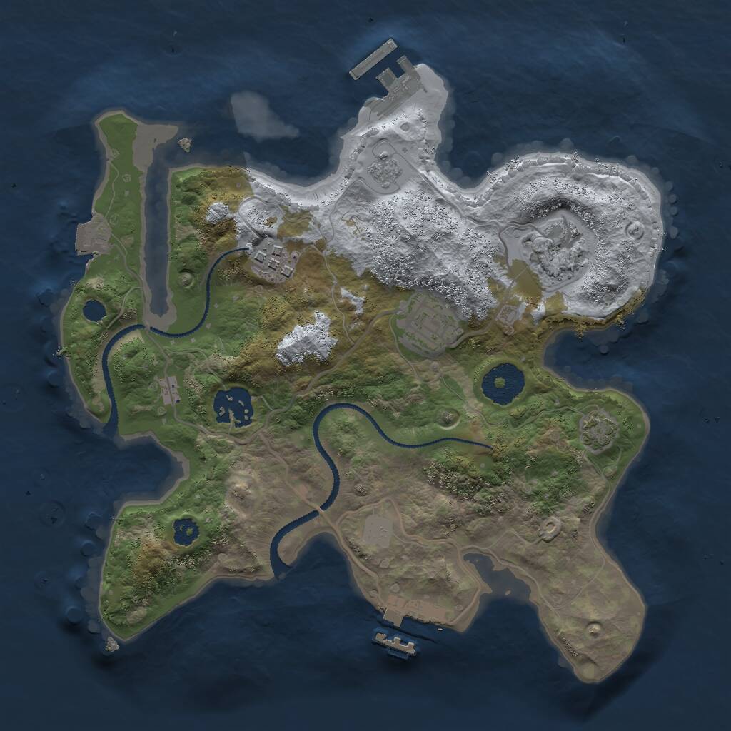 Rust Map: Procedural Map, Size: 2700, Seed: 539616457, 9 Monuments
