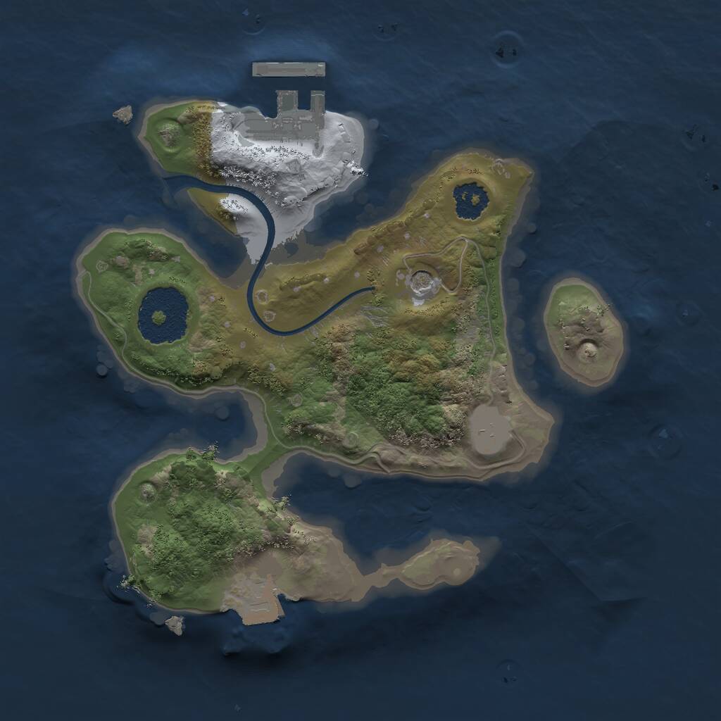 Rust Map: Procedural Map, Size: 2000, Seed: 77354672, 3 Monuments