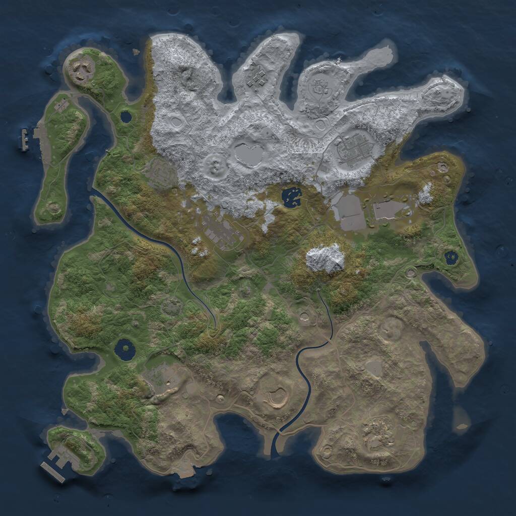 Rust Map: Procedural Map, Size: 3700, Seed: 1462724631, 16 Monuments