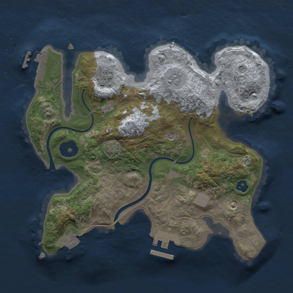 Rust Map: Procedural Map, Size: 2500, Seed: 539616457, 7 Monuments