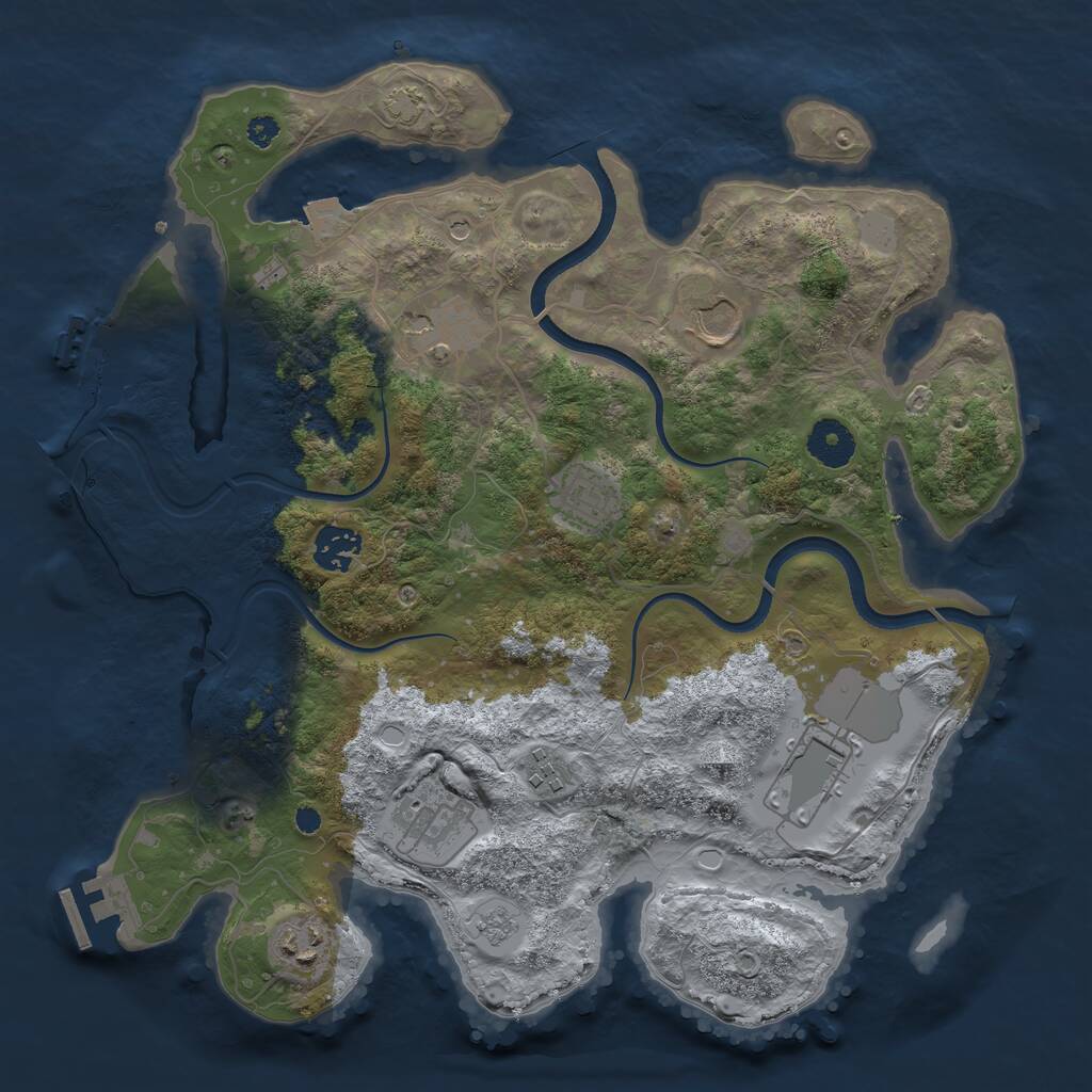 Rust Map: Procedural Map, Size: 3500, Seed: 811947949, 14 Monuments