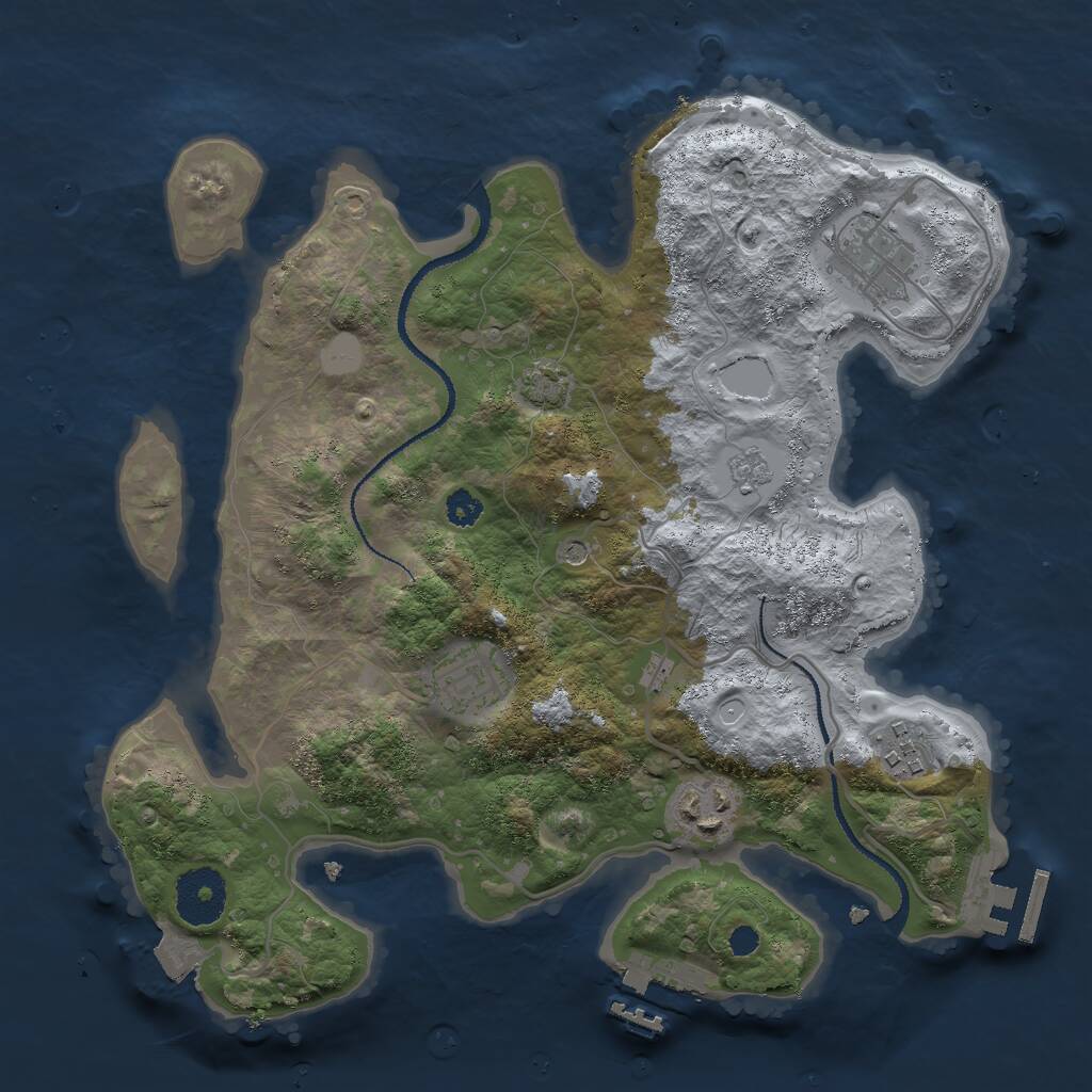 Rust Map: Procedural Map, Size: 3000, Seed: 27886, 10 Monuments