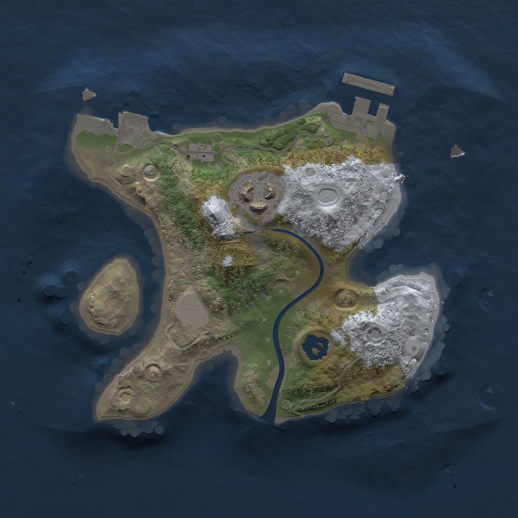 Rust Map: Procedural Map, Size: 2000, Seed: 51896423, 3 Monuments
