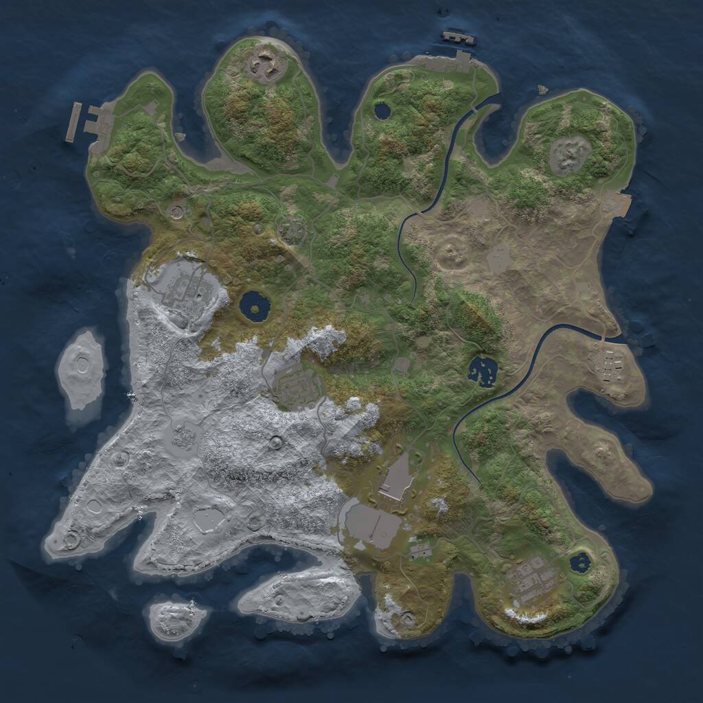Rust Map: Procedural Map, Size: 3500, Seed: 197562204, 13 Monuments