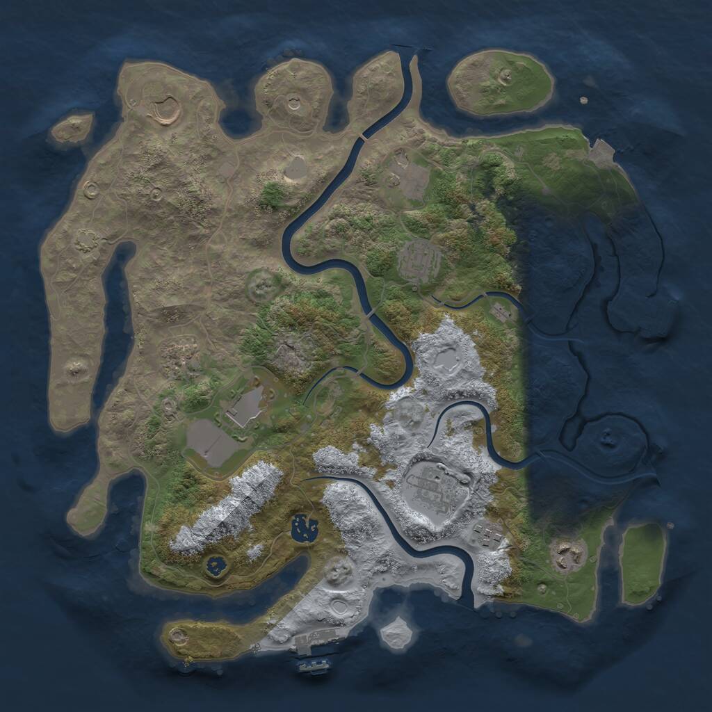 Rust Map: Procedural Map, Size: 3750, Seed: 835007866, 14 Monuments