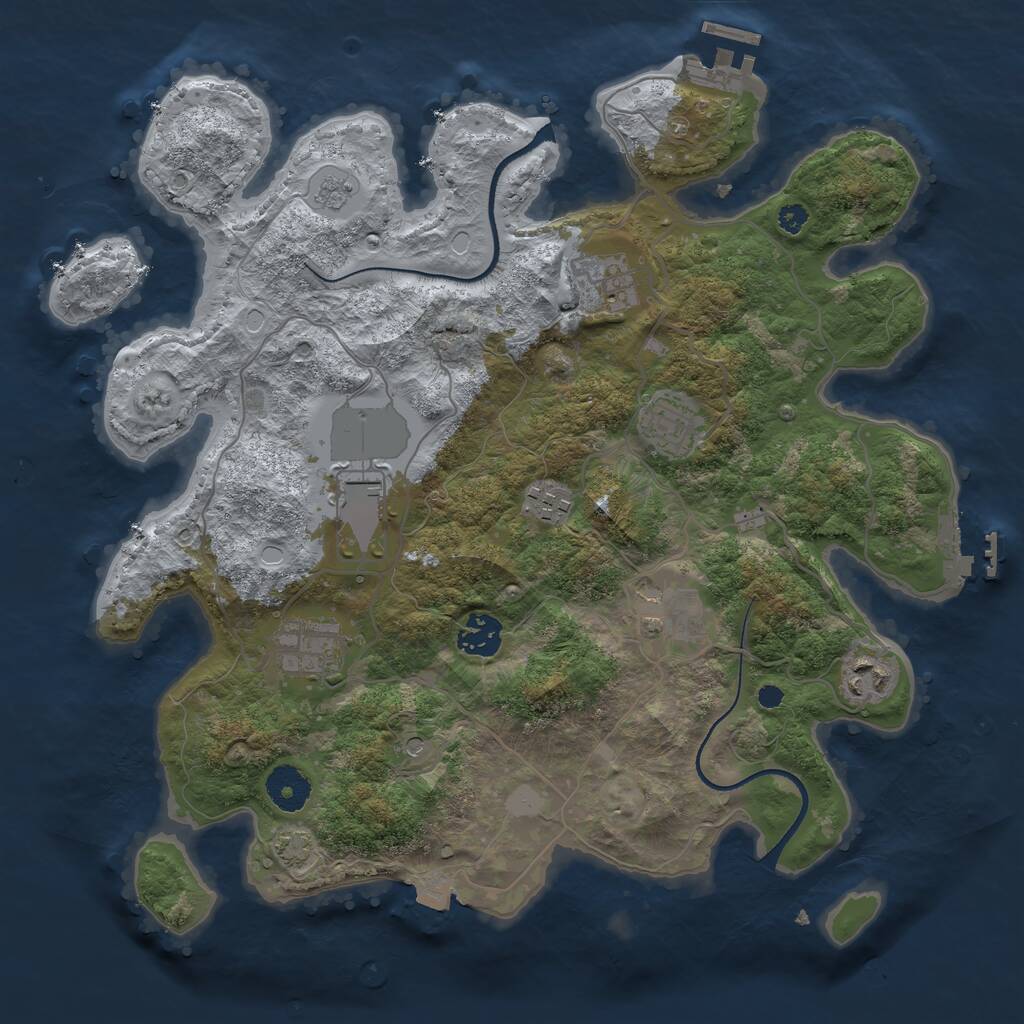 Rust Map: Procedural Map, Size: 3500, Seed: 1180266936, 14 Monuments