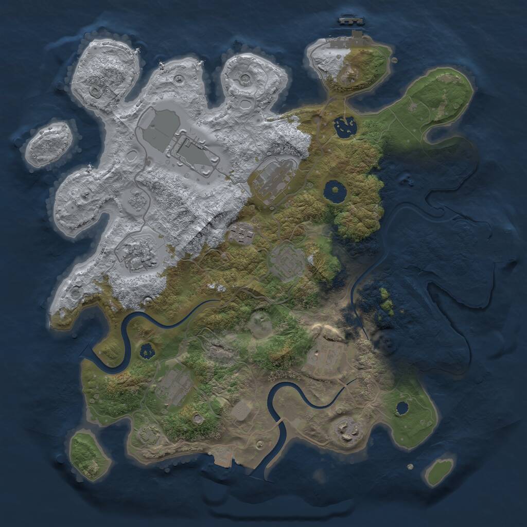 Rust Map: Procedural Map, Size: 3500, Seed: 1180266936, 15 Monuments