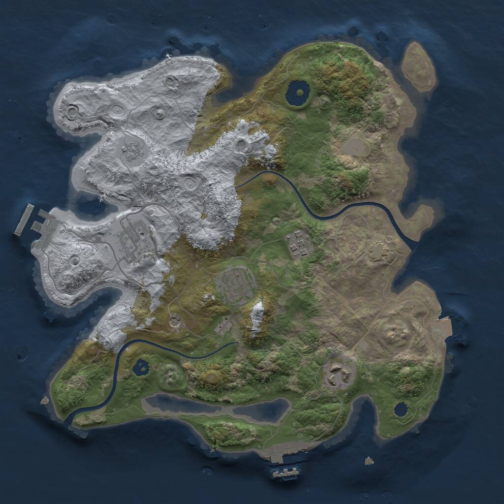 Rust Map: Procedural Map, Size: 3000, Seed: 86822, 10 Monuments